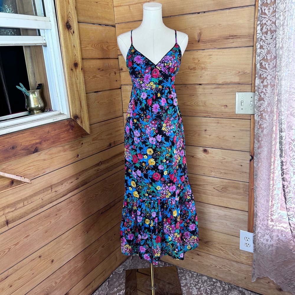 Maxi Dress Size Small Multi Colou Floral Tiered Ruffle Summer Seafolly Australia